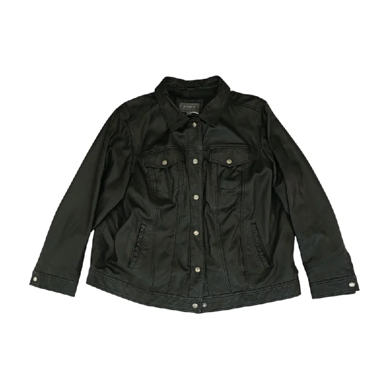 breathable jacketBlack Solid Leather Jacket