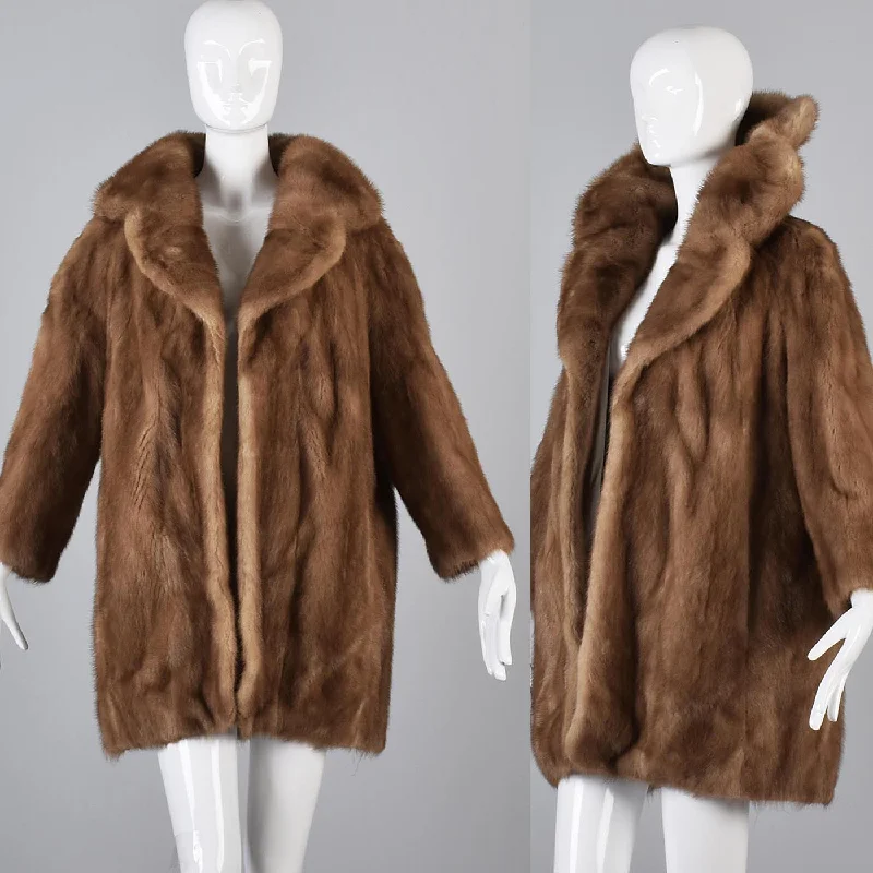 stylish lightweight coat1950s Mink Coat with Dramatic Scalloped Collar