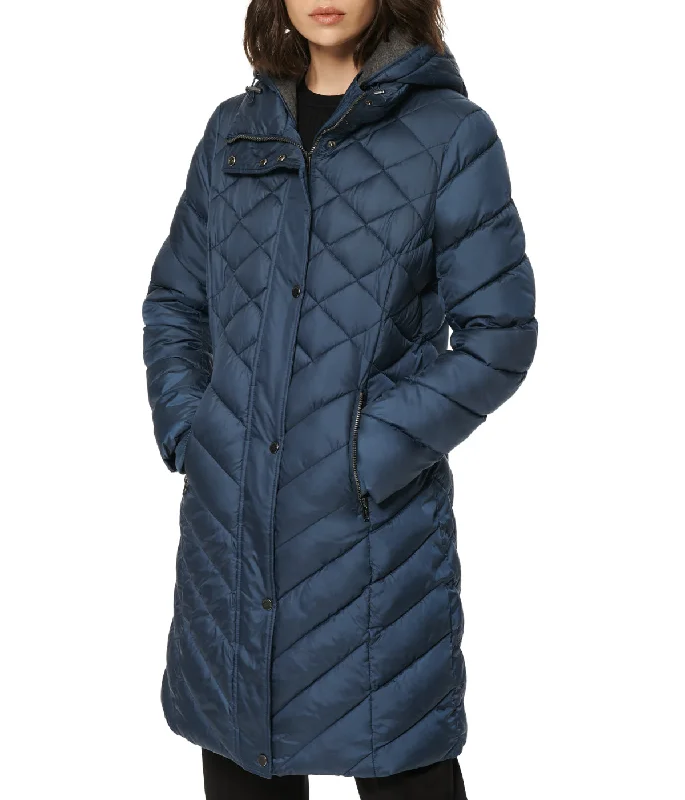 fitted trench coatElara Slim Puffer Steel Blue