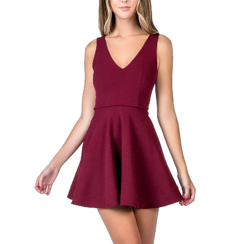 trendy dressB Darlin Juniors' Bow-Back Skater Dress Wine Size 3