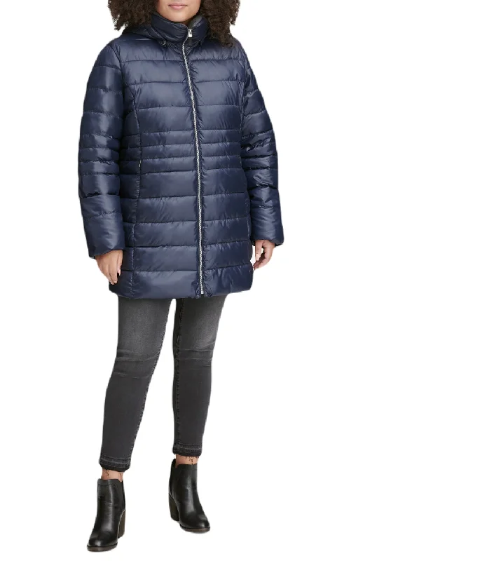 stylish blazer coatWindsor Faux Parka Plus Size Navy