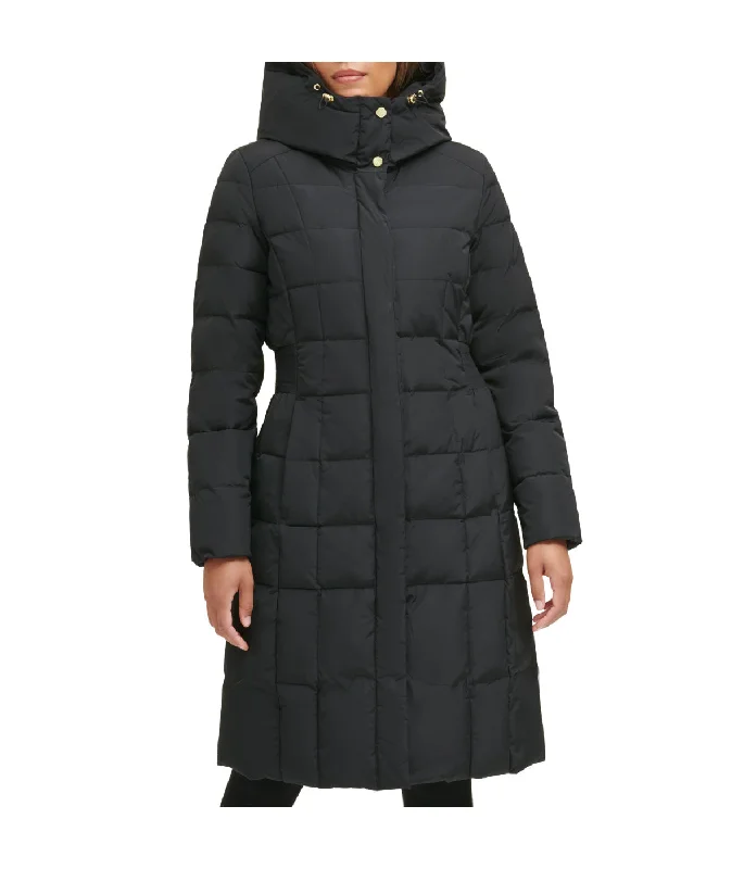 relaxed fit coatBox Quilt Down Zip Front Coat Black