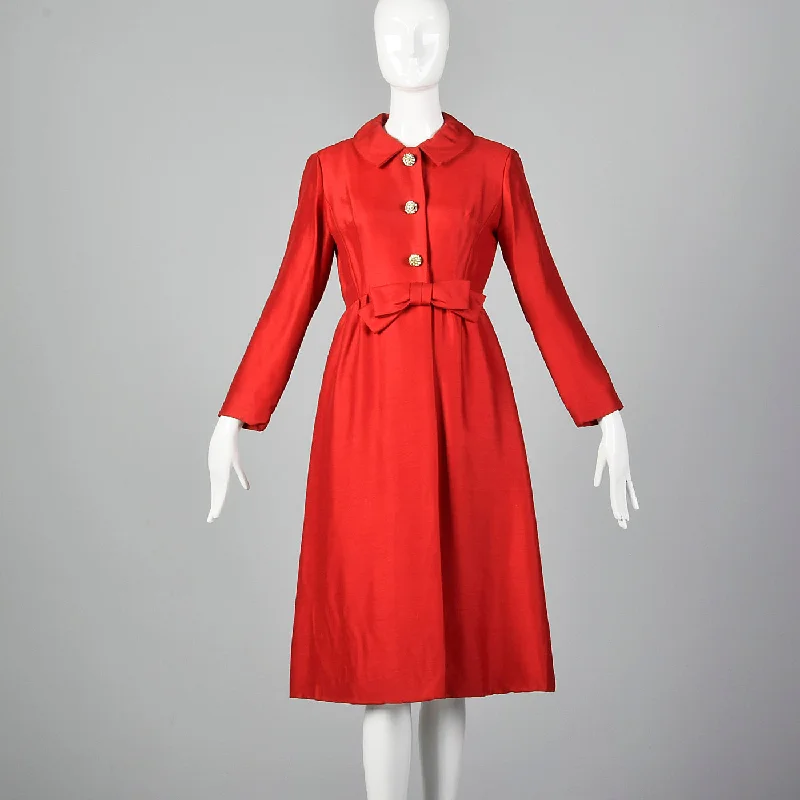 zip-up jacket1950s Red Coat Dress