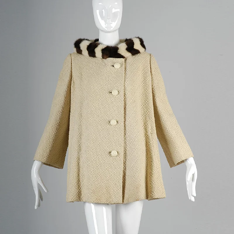 casual sports coat1950s Swing Jacket with Stripe Mink Collar