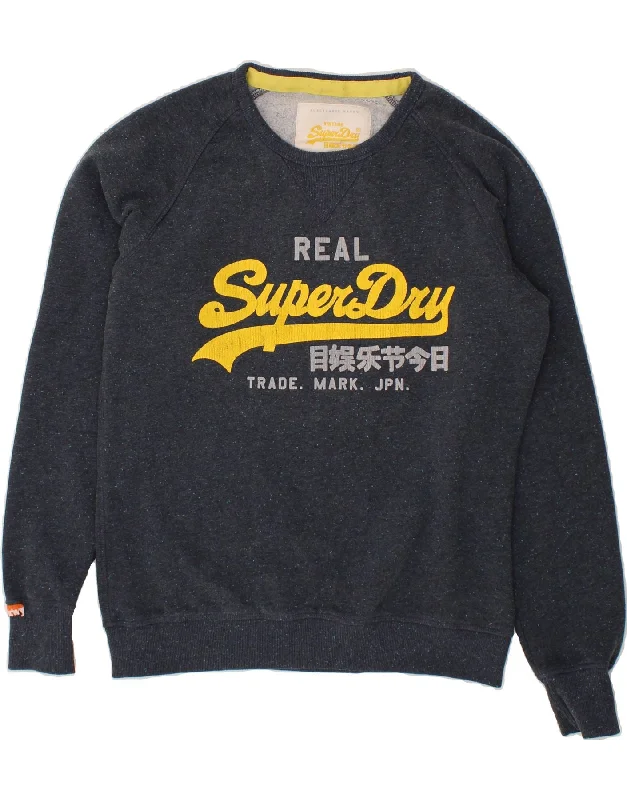 SUPERDRY Mens Graphic Sweatshirt Jumper XL Navy Blue Cotton