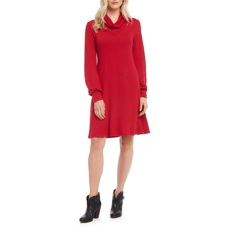 lace-up dressKaren Kane Womens Solid Cowl Neck Sweater Dress, Red, Large