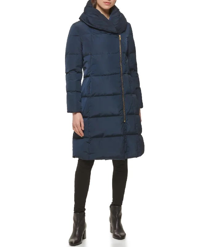 classic trench coatAsymmetrical Pillow Collar Down Coat Navy