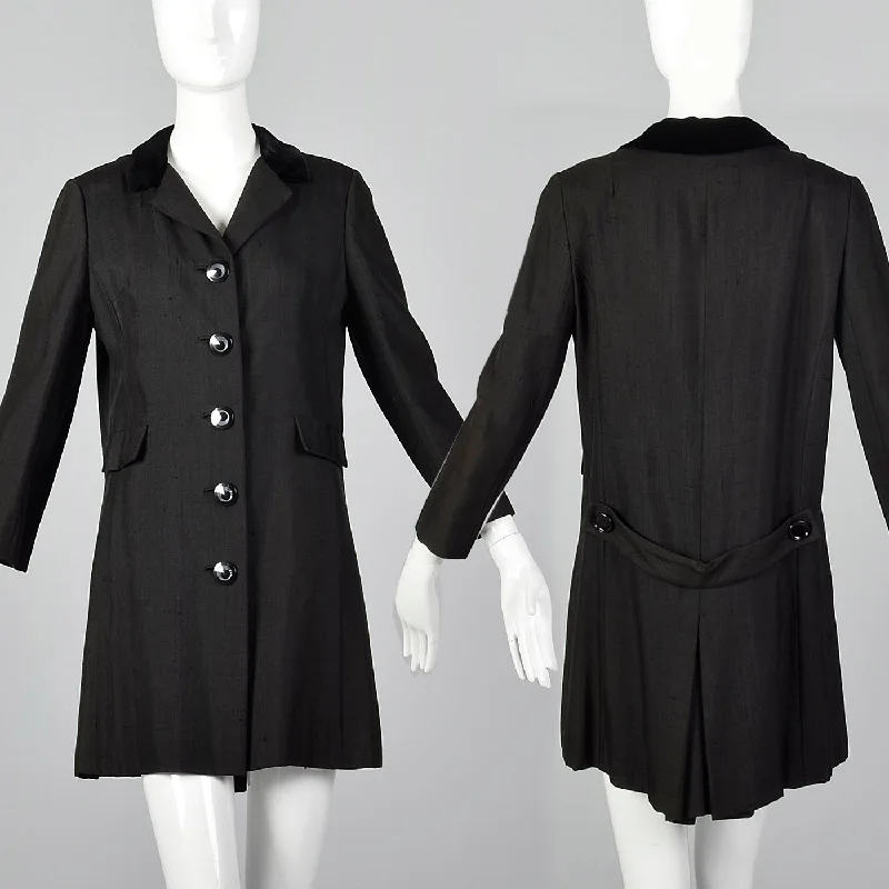 relaxed winter jacket1960s Black Top Coat Style Jacket