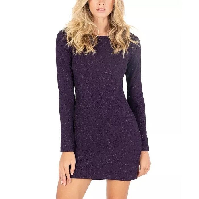 casual shift dressSpeechless Juniors' Glitter-Knit Bodycon Dress Dark Purple Size 3