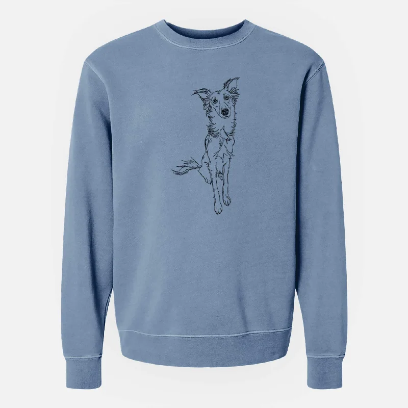 long-sleeve athletic hoodieDoodled Kyu the Windsprite - Unisex Pigment Dyed Crew Sweatshirt