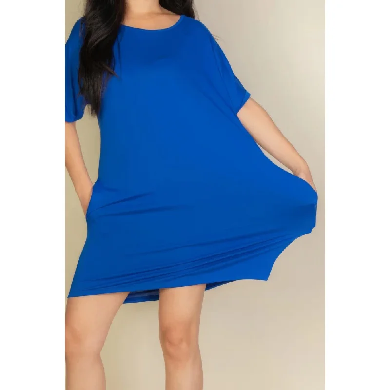 playful dressShort Sleeves Side Pocket Double Folded Mini Dress