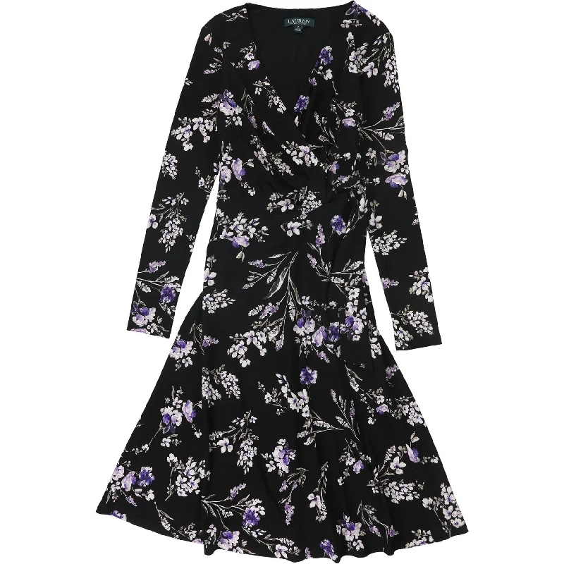 chic wrap dressRalph Lauren Womens Floral Print Wrap Dress, Black, 2