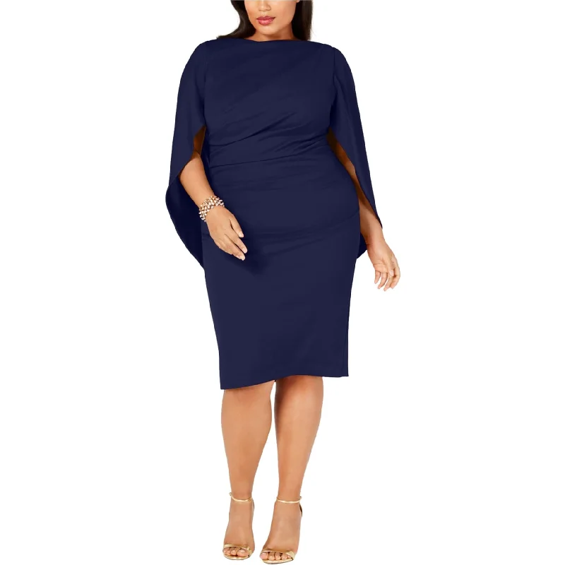 ashionable dressBetsy & Adam Womens Ruched Cocktail Dress, Blue, 22W