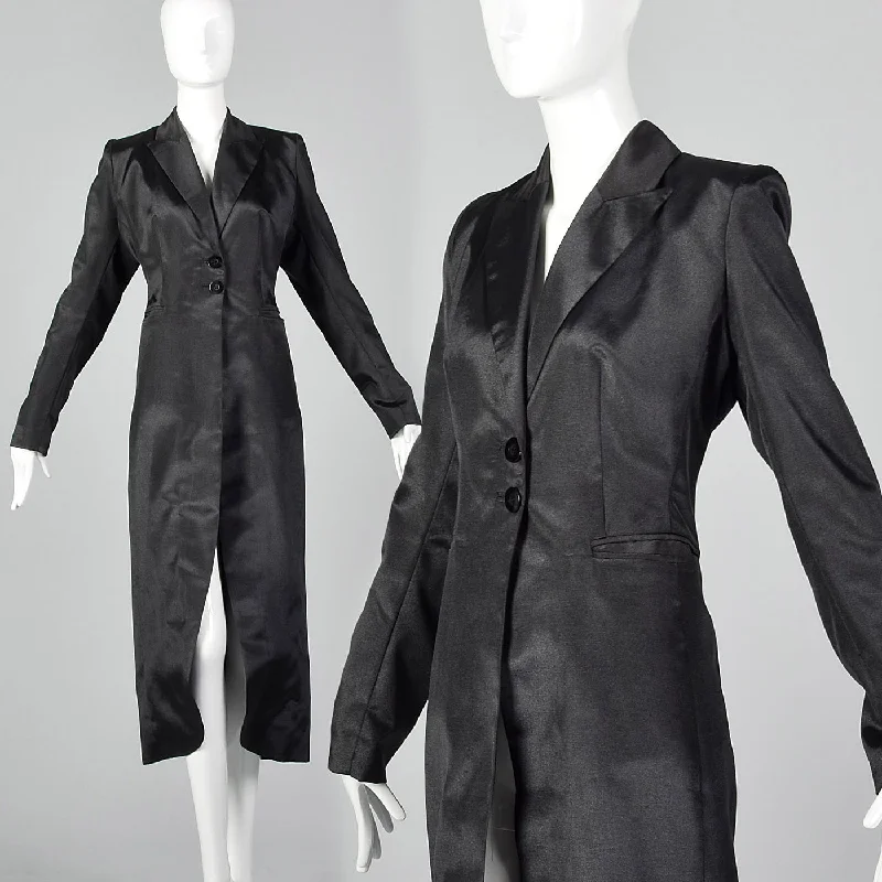 vintage coat2000s Black Coat with Petal Hem