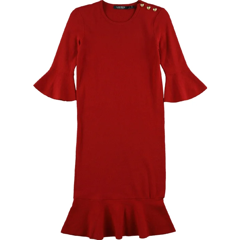 draped dressRalph Lauren Womens Solid Ruffled Dress, Red, XX-Small