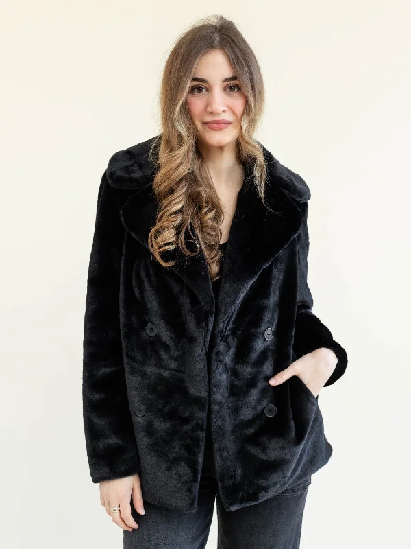 tailored coatZ Supply Gem Double Breasted Fur Coat