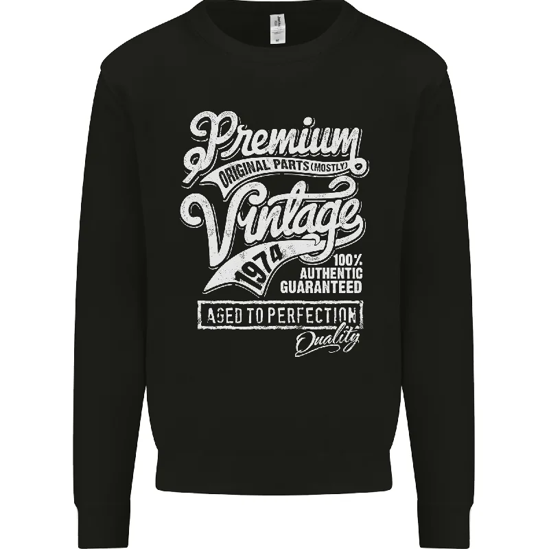 stylish athletic hoodieAged to Perfection Vintage 50th Birthday 1974 Mens Sweatshirt Jumper