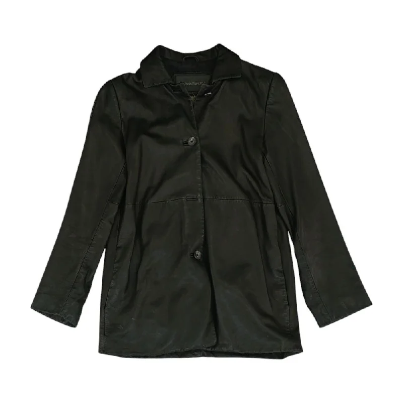 insulated coatBlack Solid Leather Jacket