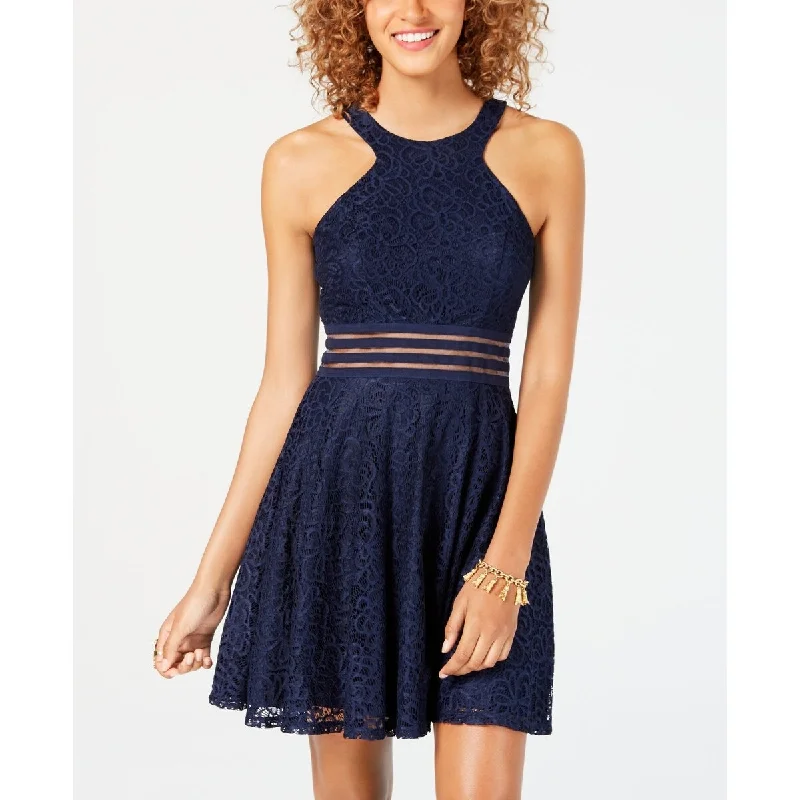 tiered dressCity Studios Junior's Lace Fit & Flare Dress Blue Size 13