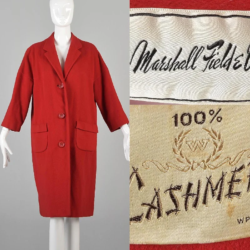 sporty outerwear1960s Marshall Fields Lipstick Red Cashmere Coat