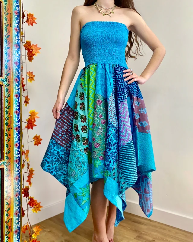 floral wrap dressBlue Patchwork Pixie Dress