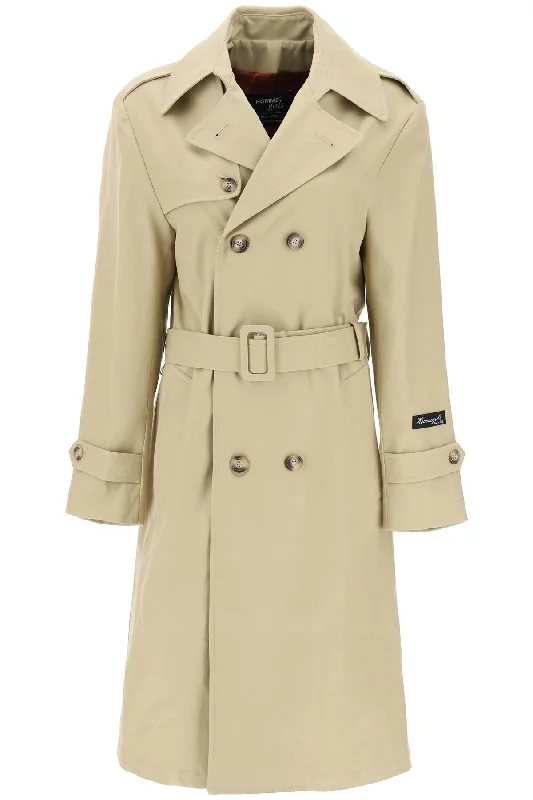 stylish peacoatCotton Double-breasted Trench Coat  - Beige