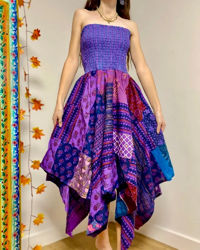 luxury dressPurple Patchwork Pixie Dress