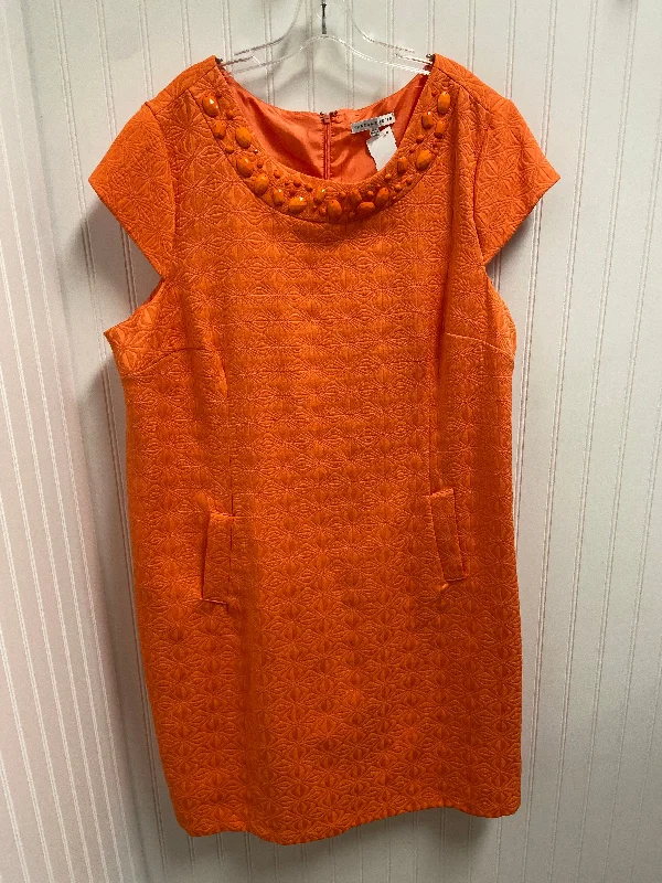 statement dressDress Party Short By Sandra Darren In Orange, Size: 3x