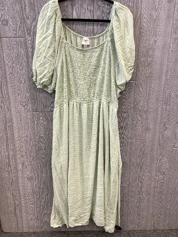 puff sleeve dressDress Casual Midi By Hayden La In Green, Size: 3x