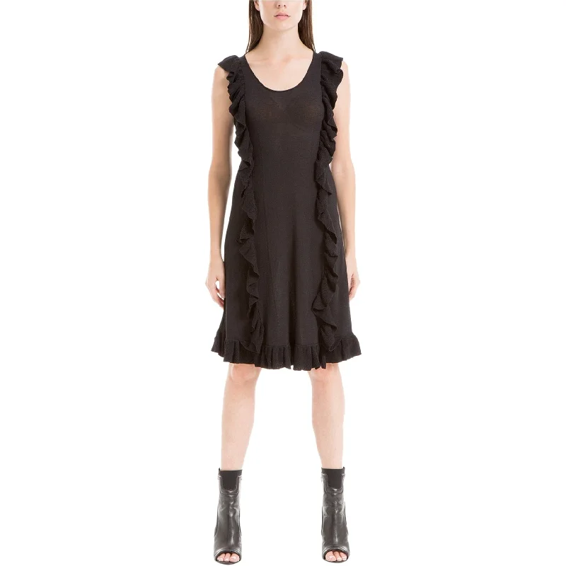 casual slip dressMax Studio London Womens Ruffled Sweater Dress, Black, Small