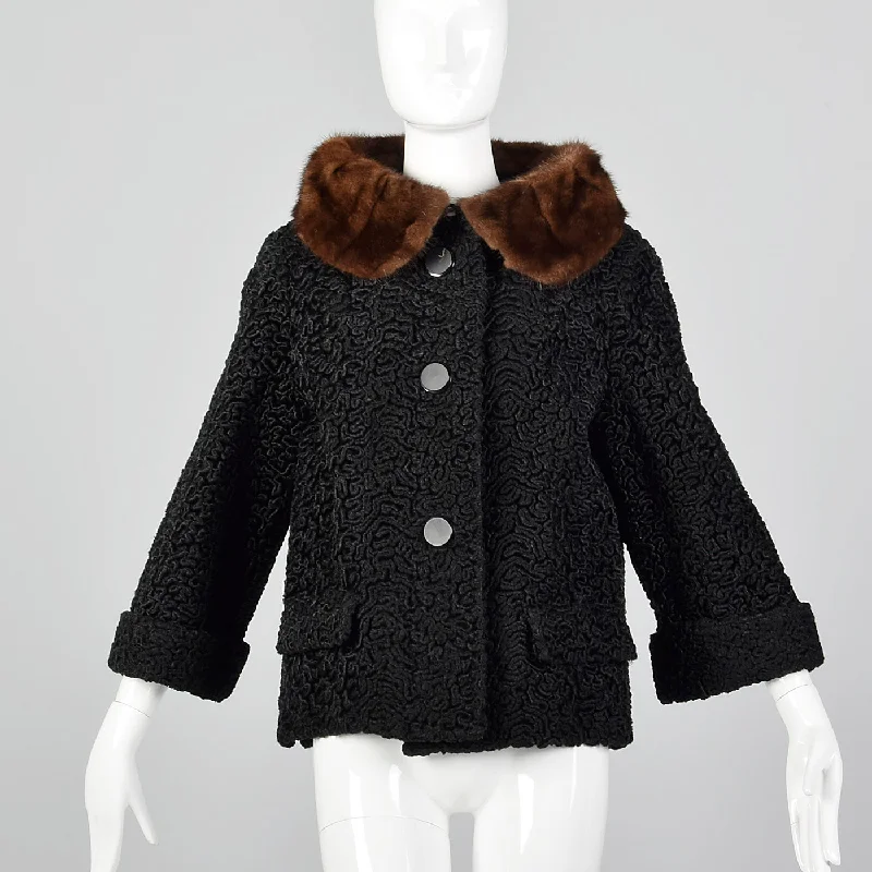 lightweight winter coat1950s Persian Lamb Jacket with Mink Collar