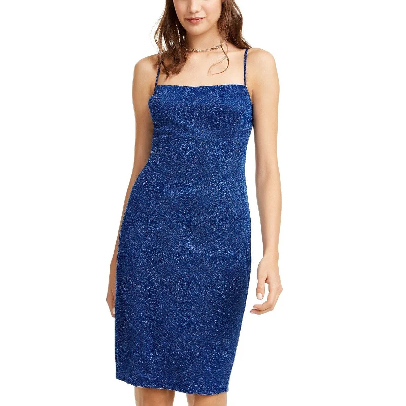 structured dressJump Juniors' Spaghetti-Strap Glitter Dress Blue Size 9/10