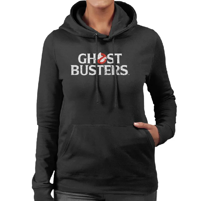 graphic hoodieGhostbusters Faded White Text Logo Women's Hooded Sweatshirt