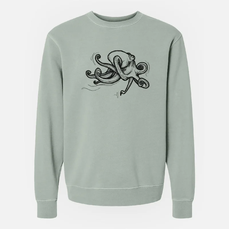 smooth fit athletic sweatshirtGiant Pacific Octopus - Unisex Pigment Dyed Crew Sweatshirt