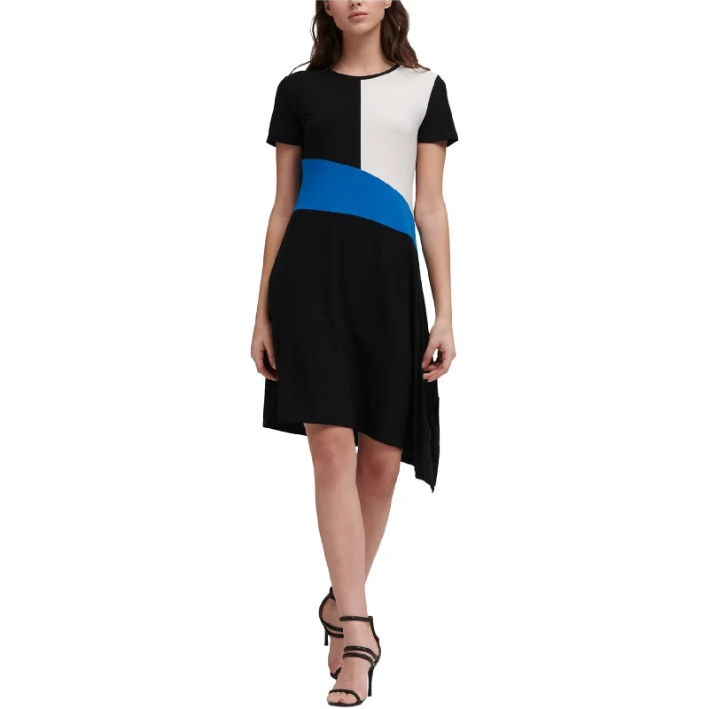 trendy bodycon dressDKNY Womens Colorblock Asymmetrical Dress, Black, X-Small