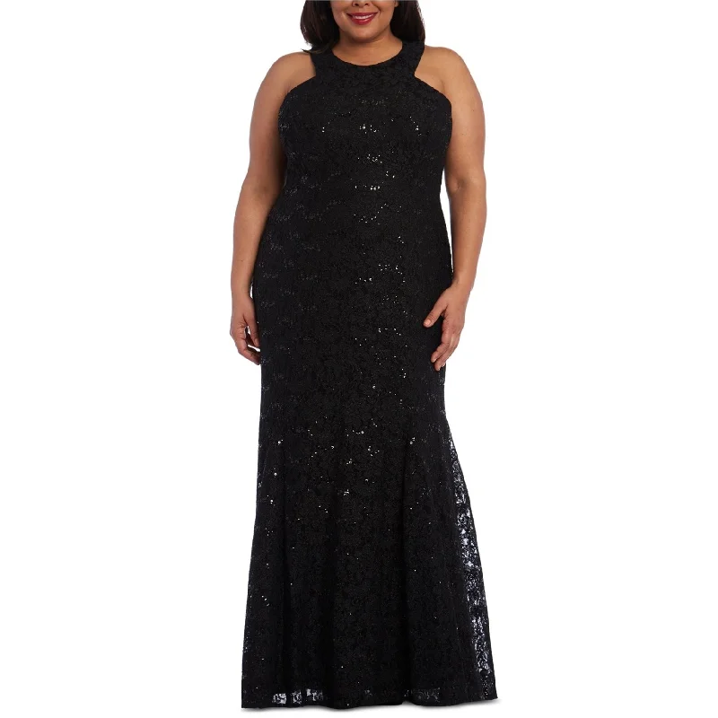 luxury dressMorgan & Co. Womens Glitter Gown Prom Dress, Black, 16W