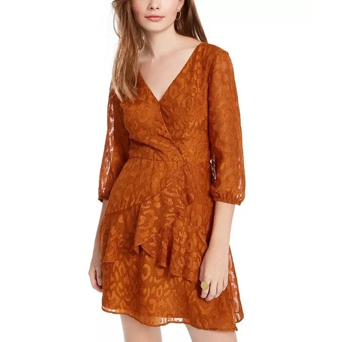 draped dressBCX Juniors' Embossed Cheetah Dress Orange Size X-Large