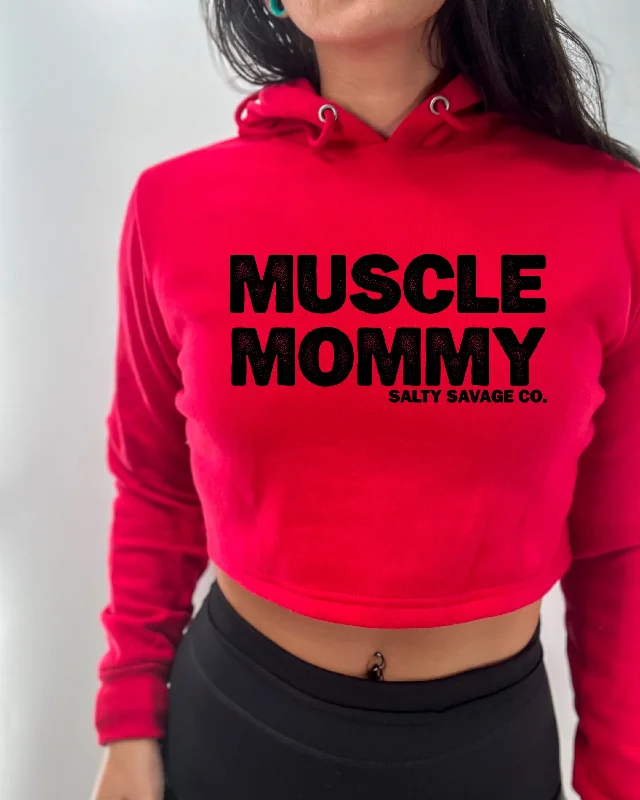 fashion-forward coatSalty Savage Ladies "MUSCLE MOMMY" Cropped Hoodie