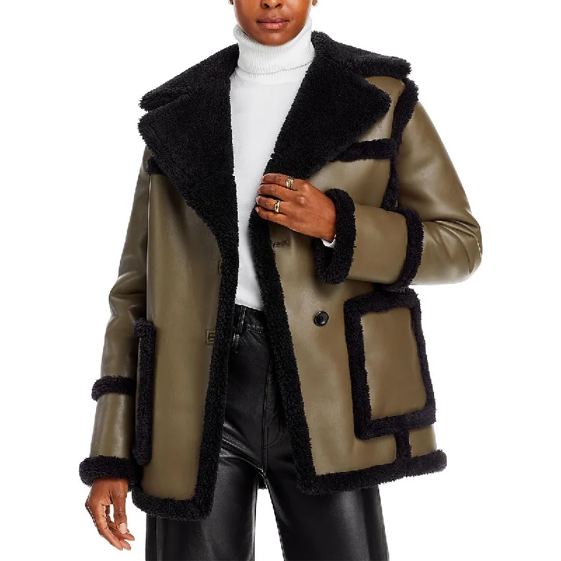 relaxed winter jacketProenza Schouler Womens Faux Leather Faux Shearling Leather Jacket