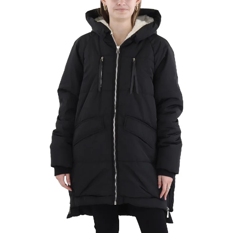 stylish lightweight coatBlack Tape_ Womens Plus Quilted Faux Fur Puffer Jacket