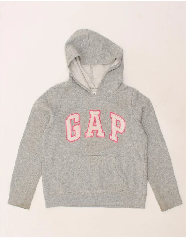 GAP Girls Graphic Hoodie Jumper 11-12 Years XL Grey Cotton