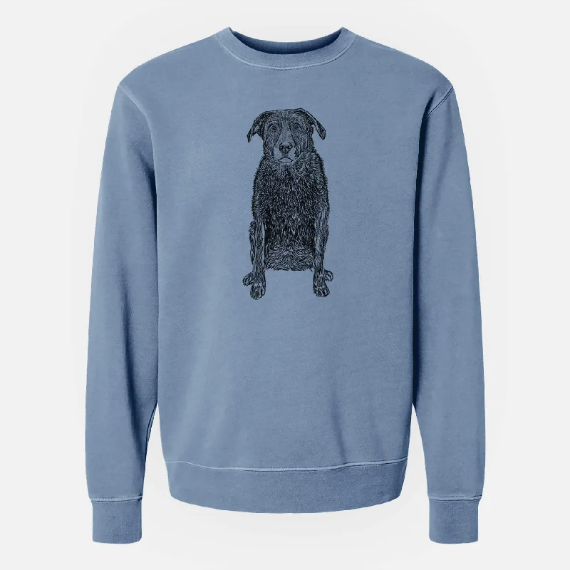 cozy gym sweatshirtDoodled Millie the Black Lab - Unisex Pigment Dyed Crew Sweatshirt