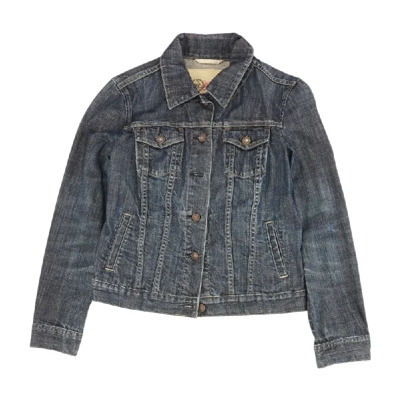 sleek jacketBlue Solid Denim Jacket