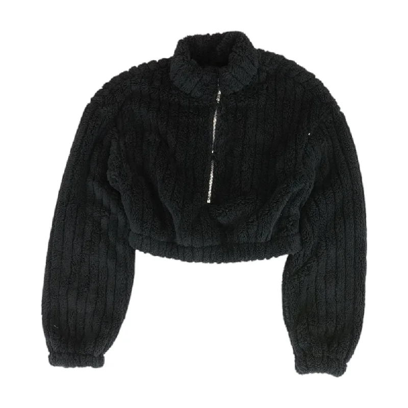 utility coatBlack Solid Fur Jacket