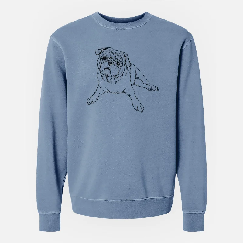 luxe gym hoodieDoodled Benny the Pug - Unisex Pigment Dyed Crew Sweatshirt