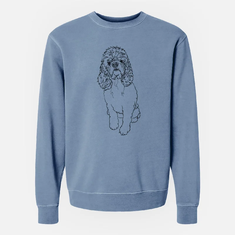 workout-ready hoodieDoodled Dany the Cocker Spaniel - Unisex Pigment Dyed Crew Sweatshirt