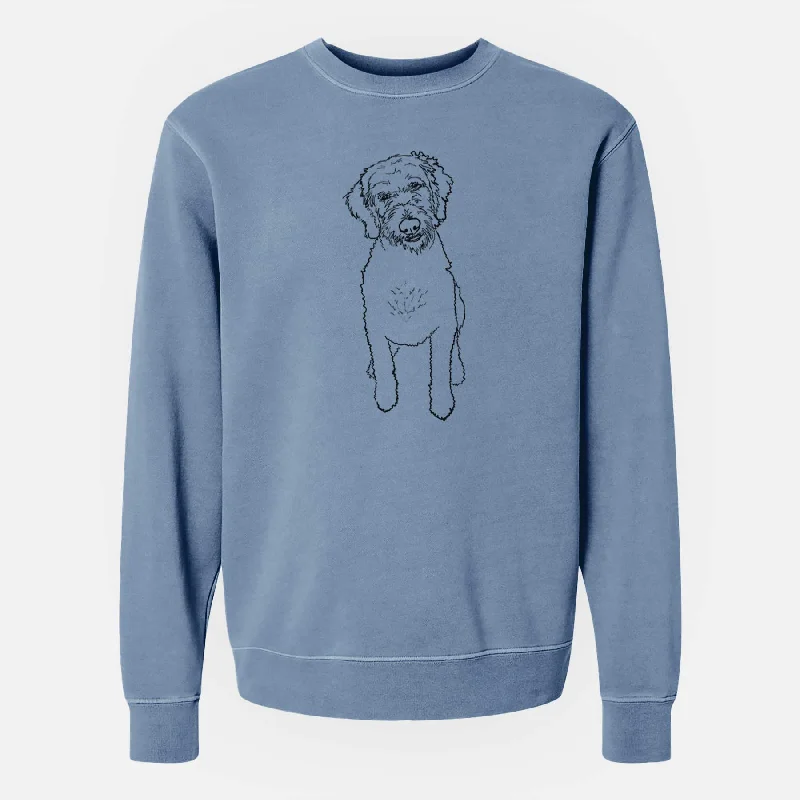 sleek gym hoodieDoodled Izzie the Goldendoodle - Unisex Pigment Dyed Crew Sweatshirt