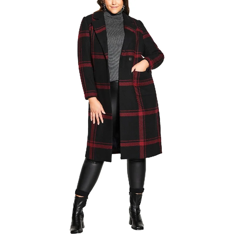 faux fur coatCity Chic Womens Plus Belted Heavy Long Coat