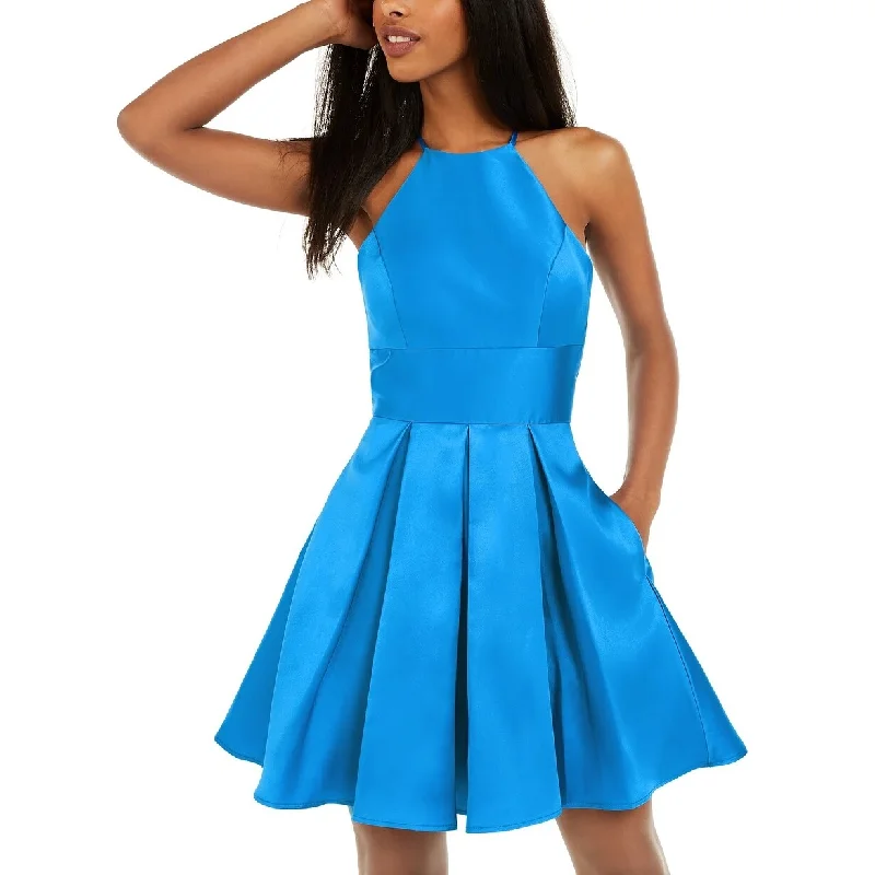 modern dressB Darlin Juniors' Halter Fit & Flare Dress Bright Blue Size 7/8 - 7.5