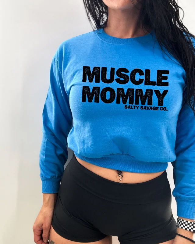 insulated jacketSalty Savage Ladies “Muscle Mommy” Crewneck Crop Sweatshirt